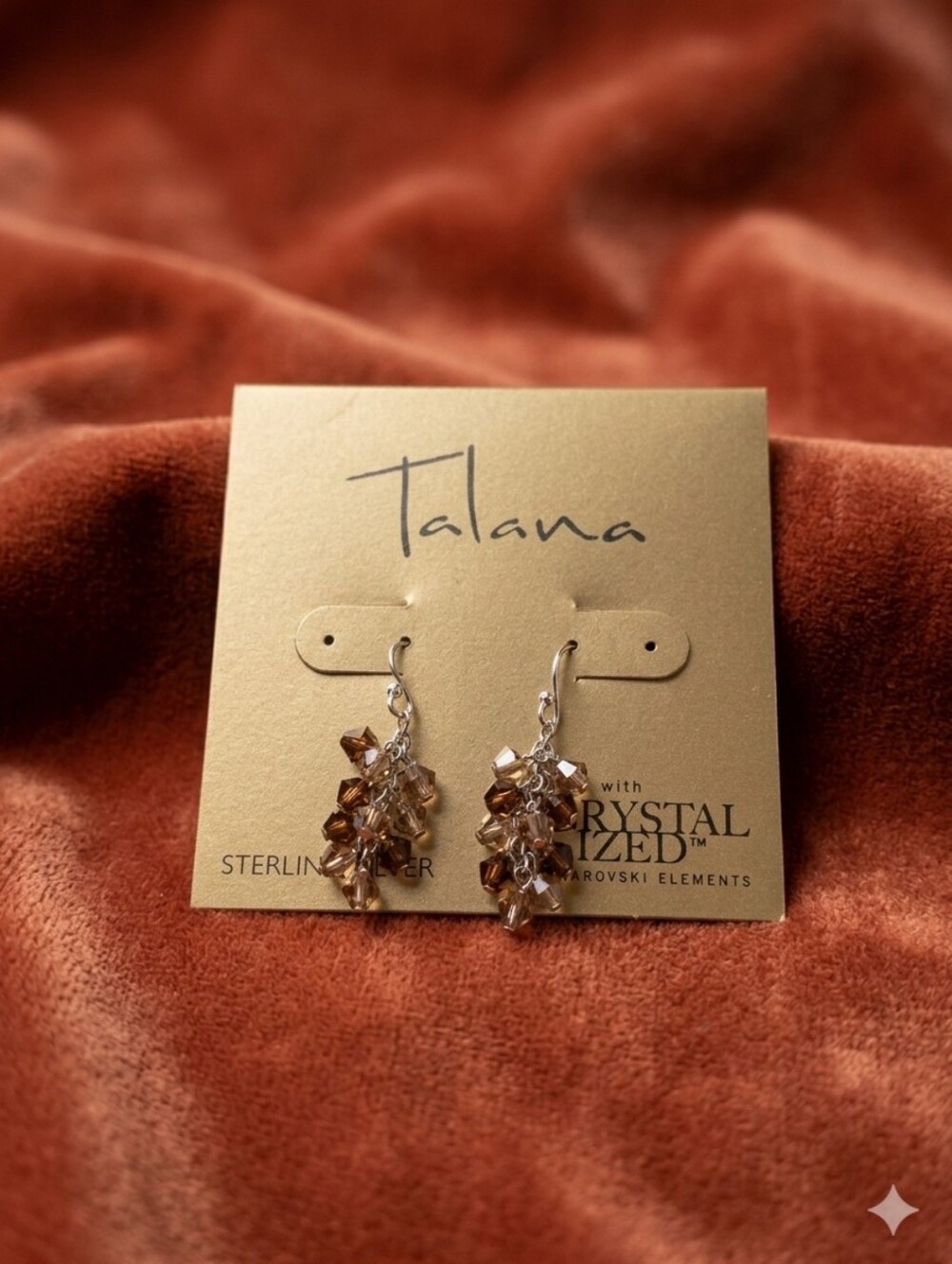 Talana Crystallized Swarovski Elements Cluster Sterling Silver Drop Earrings
